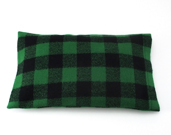 Cold Pack / Heat Pack - Green and Black Buffalo Check Flannel Cover - 7" x 4 1/2"