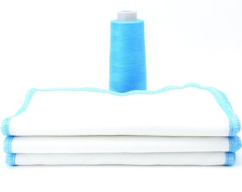 Turquoise Border Paperless Towels: Reusable, Soft, and Eco-Friendly - Lunch Box Napkins - 7 1/2" x 7 1/2"