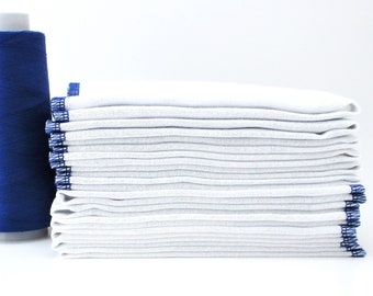 12 Paperless Towels with Blue Stitching - Reusable Paper Towels or Wipes - 11 1/2 inches by 11 1/2 inches