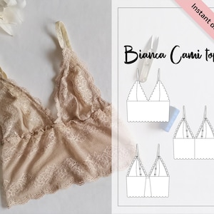 Bianca Cami Top PDF Sewing Pattern, Lace Cami Top Easy Pattern, 7 Sizes
