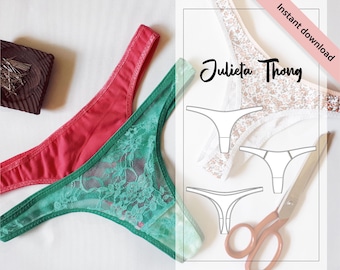 Patrón de costura en PDF para tanga Julieta, patrón de ropa interior para principiantes