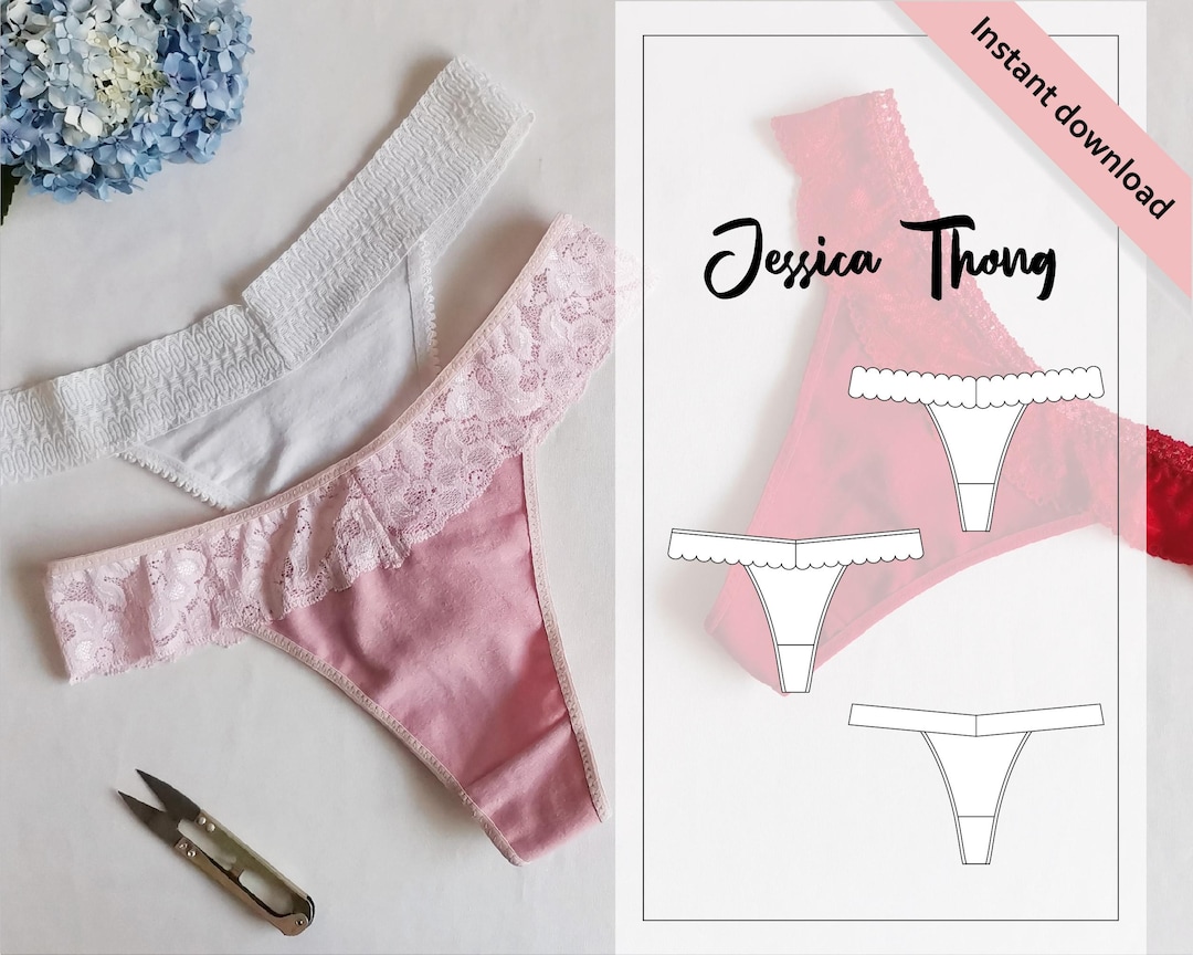 Jessica Thong PDF Sewing Pattern, Lace Sexy Panties, Beginner Underwear ...