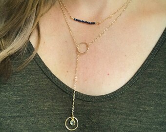 simple gold necklace labradorite gemstone turquoise sapphire necklace Oval gemstone necklace layering necklace sapphire birthstone