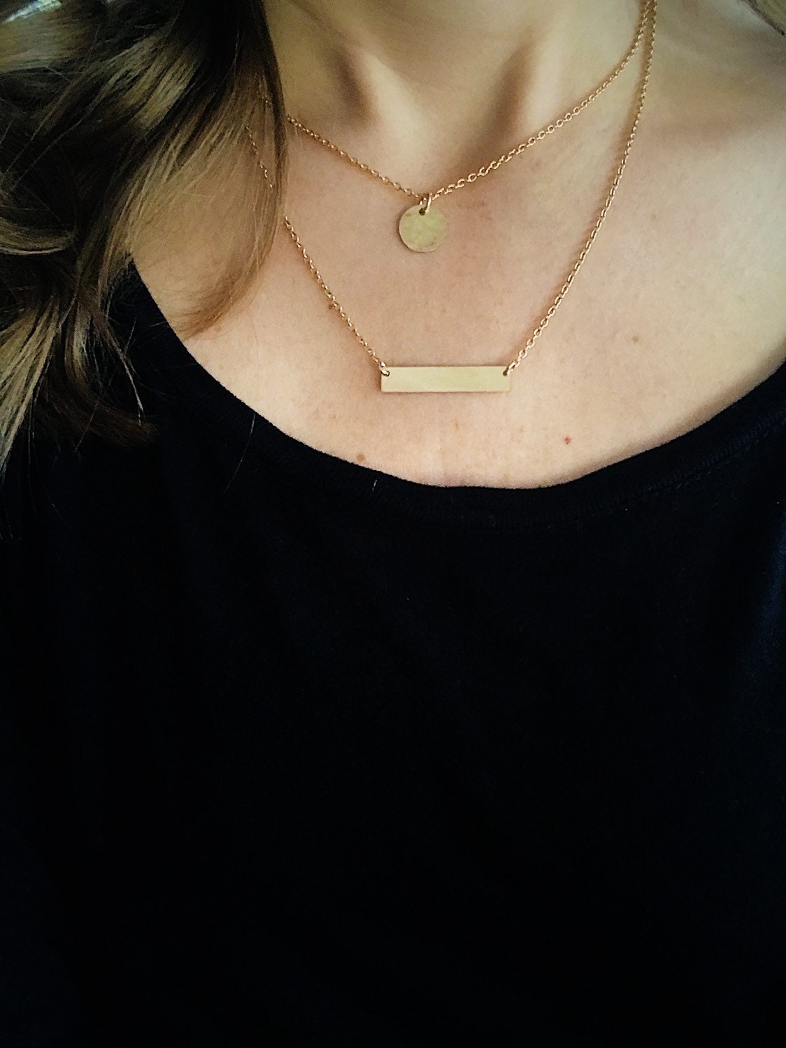 Gold circle disc necklace small disc necklace layering Etsy