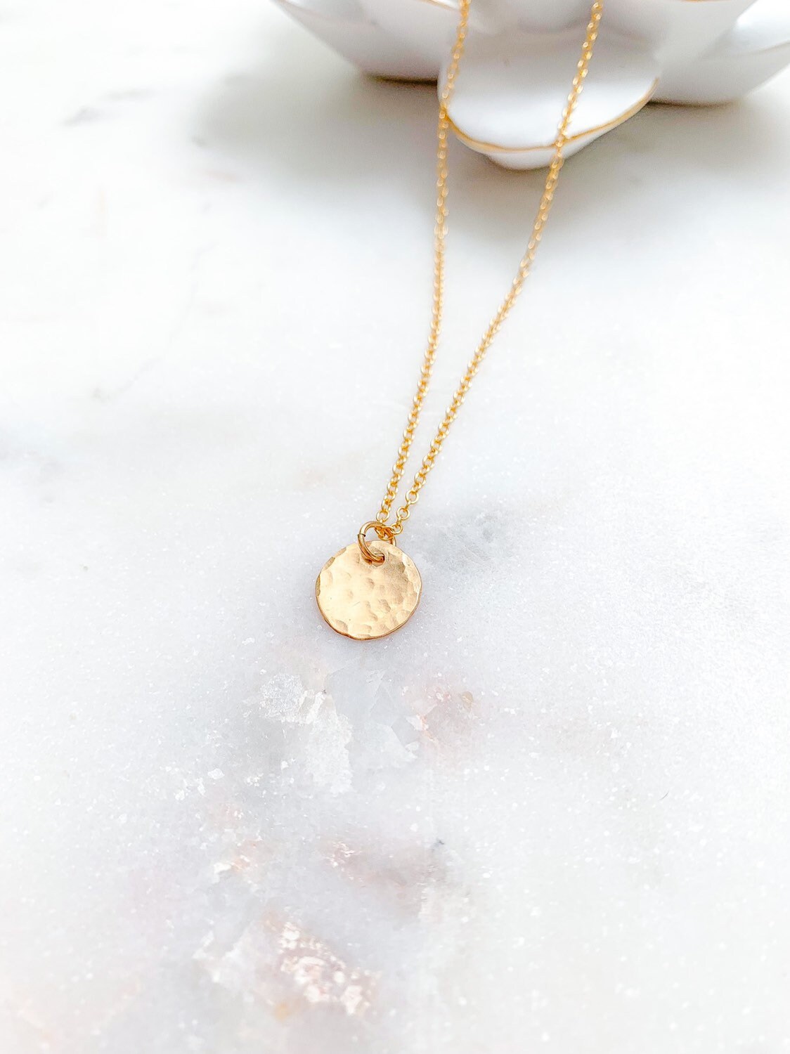 Gold circle disc necklace small disc necklace layering Etsy