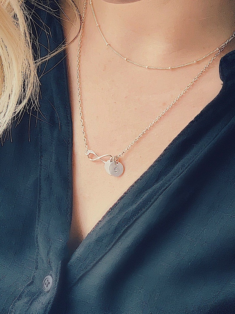 initial necklace stamped initials infinity necklace with initials handstamped jewelry Infinity Initial Necklace necklace with infinity