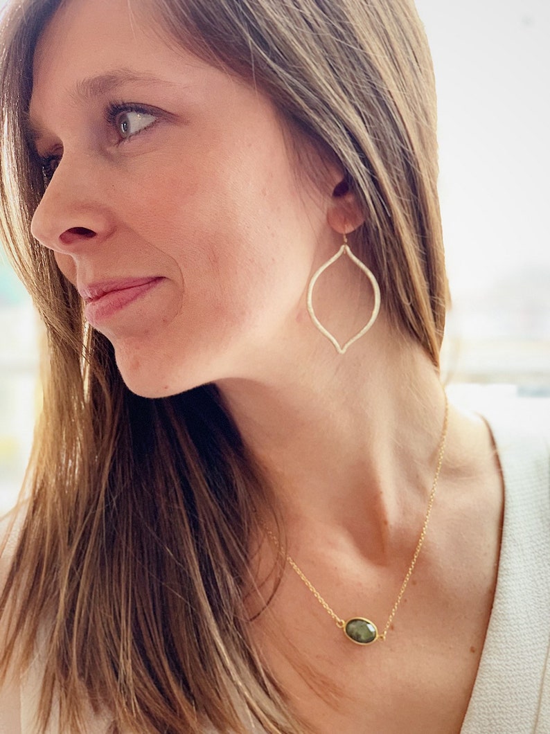 simple gold necklace labradorite gemstone turquoise sapphire necklace Oval gemstone necklace layering necklace sapphire birthstone