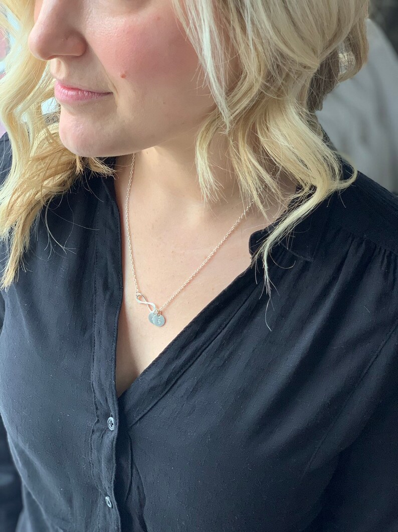 initial necklace stamped initials infinity necklace with initials handstamped jewelry Infinity Initial Necklace necklace with infinity