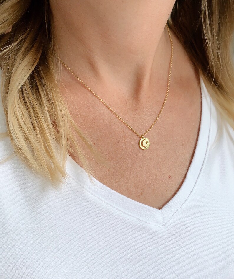 moon necklace Moon necklace,necklace with moon and stars Moon and Stars Necklace star jewelry,necklace for her celestial necklace