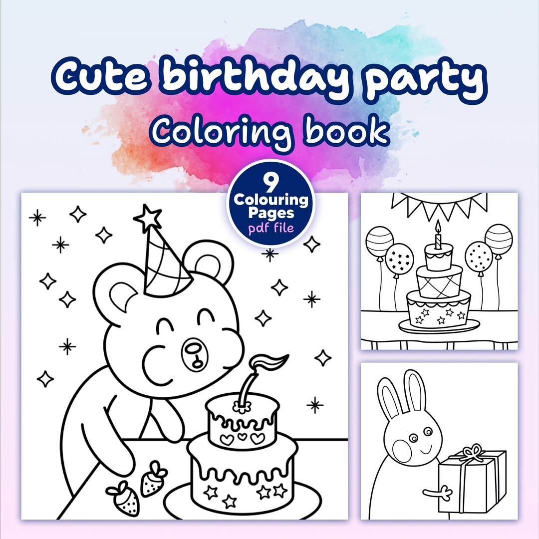 Coloring Book Birthday Party Pages, Cute Coloring Book Pages, Book ...