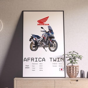 Honda Africa Twin 2024- Motorcycle Wall Deco Motor Line Art For A Motorcyclist Motorcycle Digital Motorsports Digital Motorbike Prints