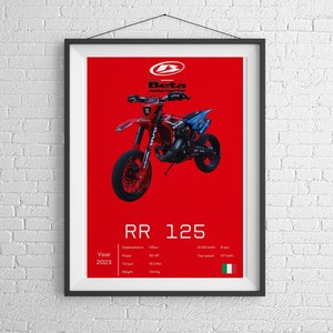 BETA RR 125 2023 - Motorcycle Wall Deco Motor Line Art For A Motorcyclist Motorcycle Digital Motorsports Digital Motorbike Prints