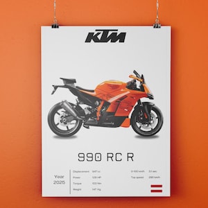 3 in 1 KTM 990 RC R 2025 - Motorcycle Wall Deco Motor Line Art For A Motorcyclist Motorcycle Digital Motorsports Digital Motorbike Prints