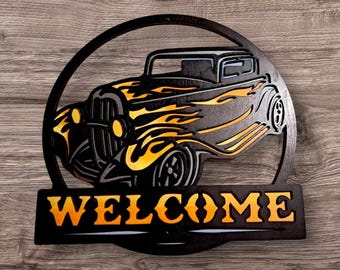 Garage welcome sign, man cave, antique car, vintage, gifts, reminisce, car, hot rod, rat rod, classic, men,