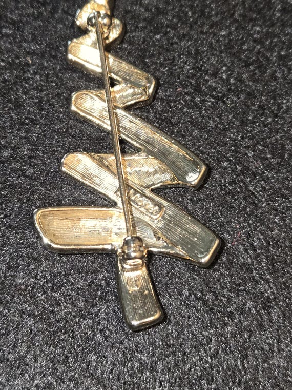 Monet Christmas Scribble Abstract Tree Brooch - image 3