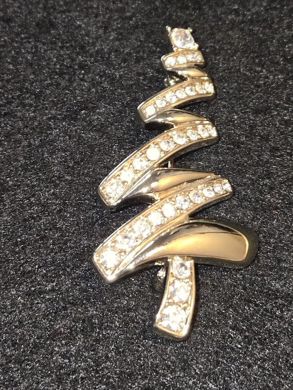 Monet Christmas Scribble Abstract Tree Brooch - image 1