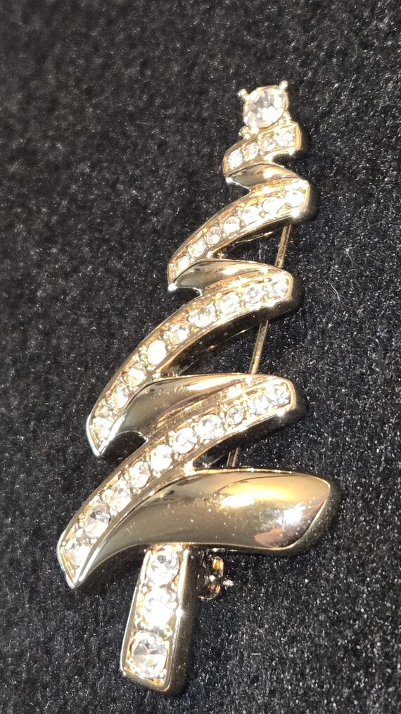 Monet Christmas Scribble Abstract Tree Brooch - image 2