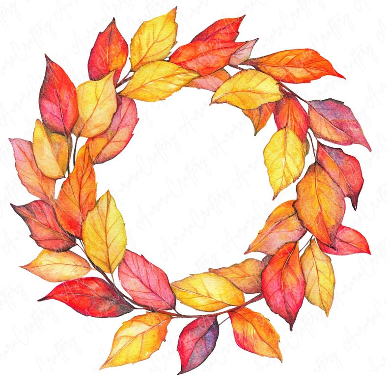 9 Watercolor Autumn Leaf Wreath Clipart, Fall Wreaths Clipart ...