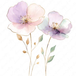9 Clipart Floral de Jardim Encantado, Clipart de Flor em Aquarela, JPG de Alta Qualidade, Download Digital Instantâneo, Clipart para Impressão, Artesanato Floral