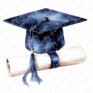 5 Clipart de casquette de remise des diplômes aquarelle, Clipart de chapeau de remise des diplômes, chapeau de remise des diplômes et parchemin, Clipart de remise des diplômes pour les travaux manuels en papier, JPG de haute qualité