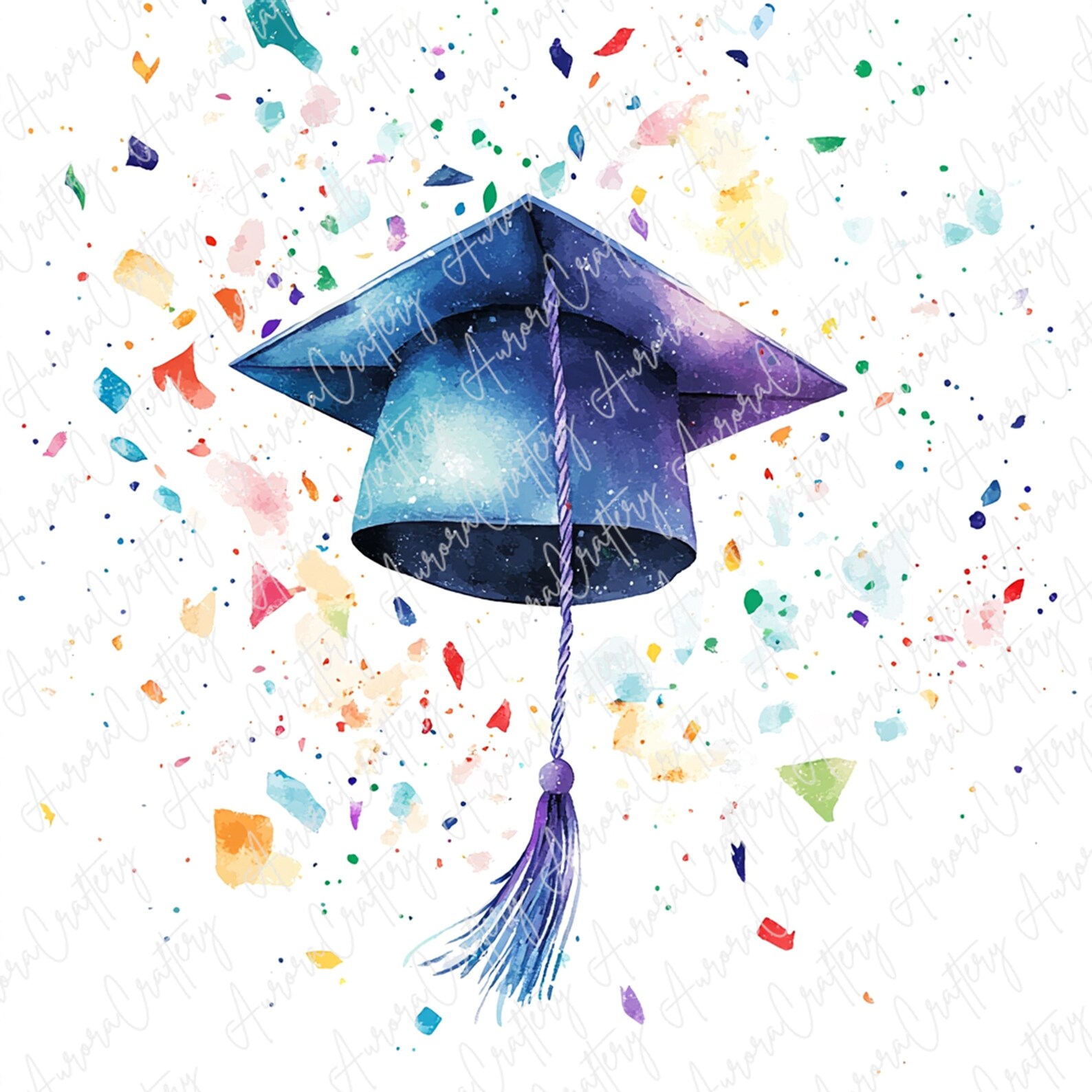 5 Watercolor Graduation Cap Clipart, Graduation Hat Clipart, Graduation ...