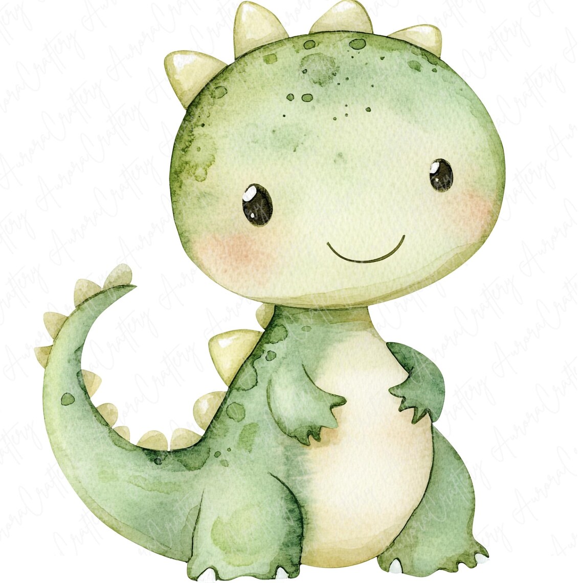 9 Watercolor Baby Dinosaur Clipart Cute Dinosaurs Nursery Decor in Blue ...