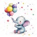 4 Watercolor Baby Elephant Birthday Clipart | Cute Baby Elephant ...
