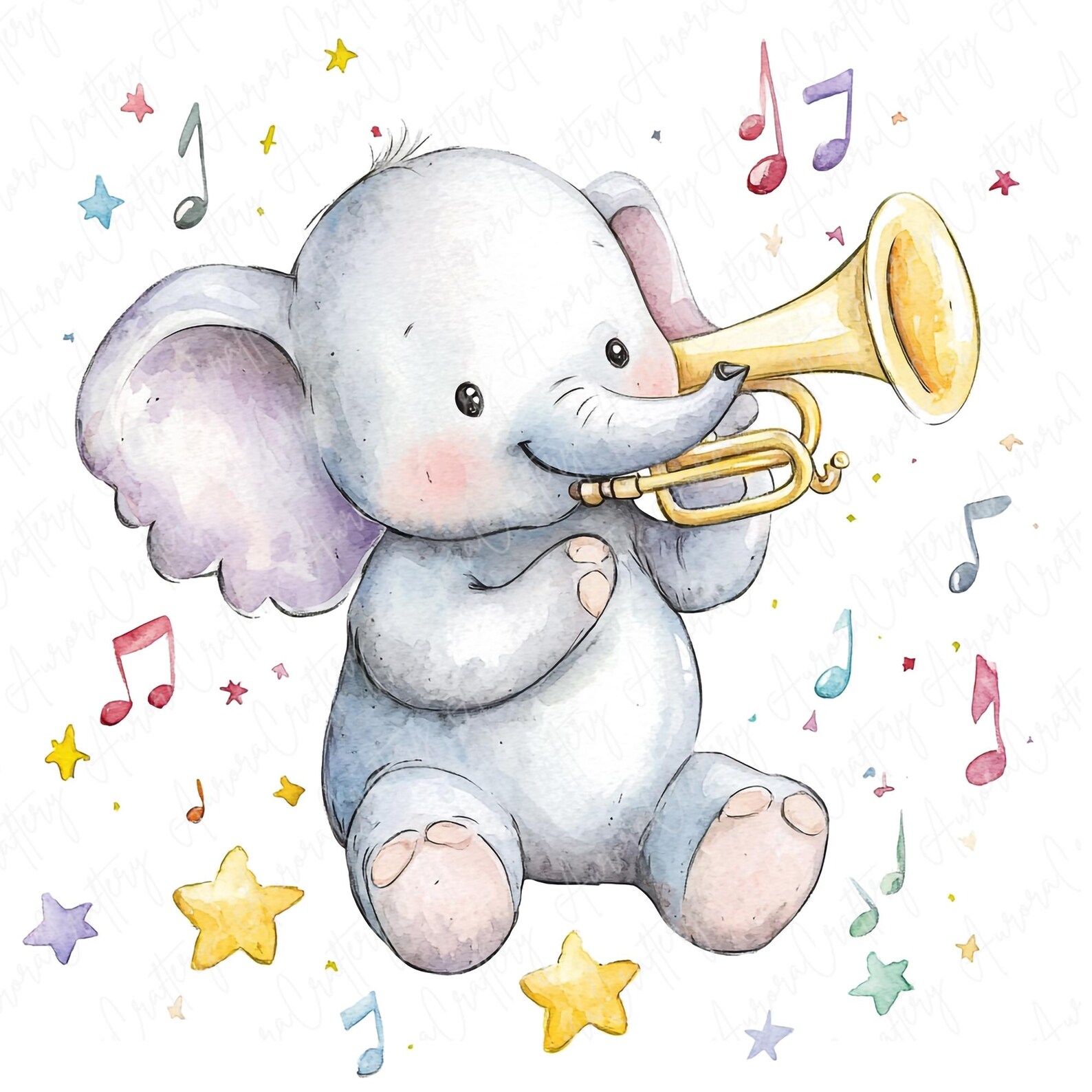 4 Watercolor Baby Elephant Birthday Clipart | Cute Baby Elephant ...