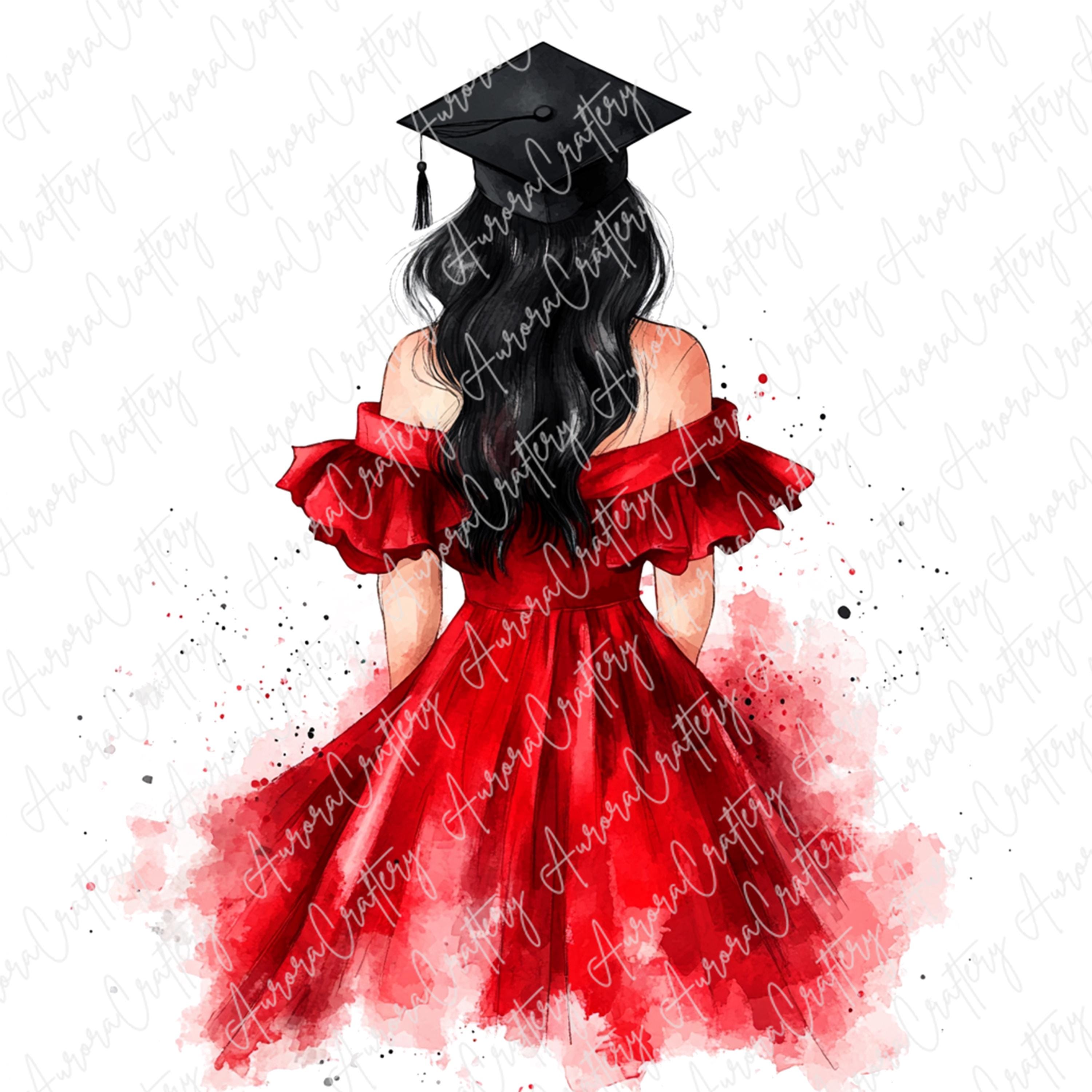 Graduation Girl Clipart Red Gown