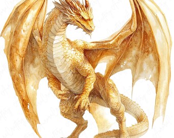 10 ゴールデン ドラゴン クリップアート、ファンタジー ゴールデン