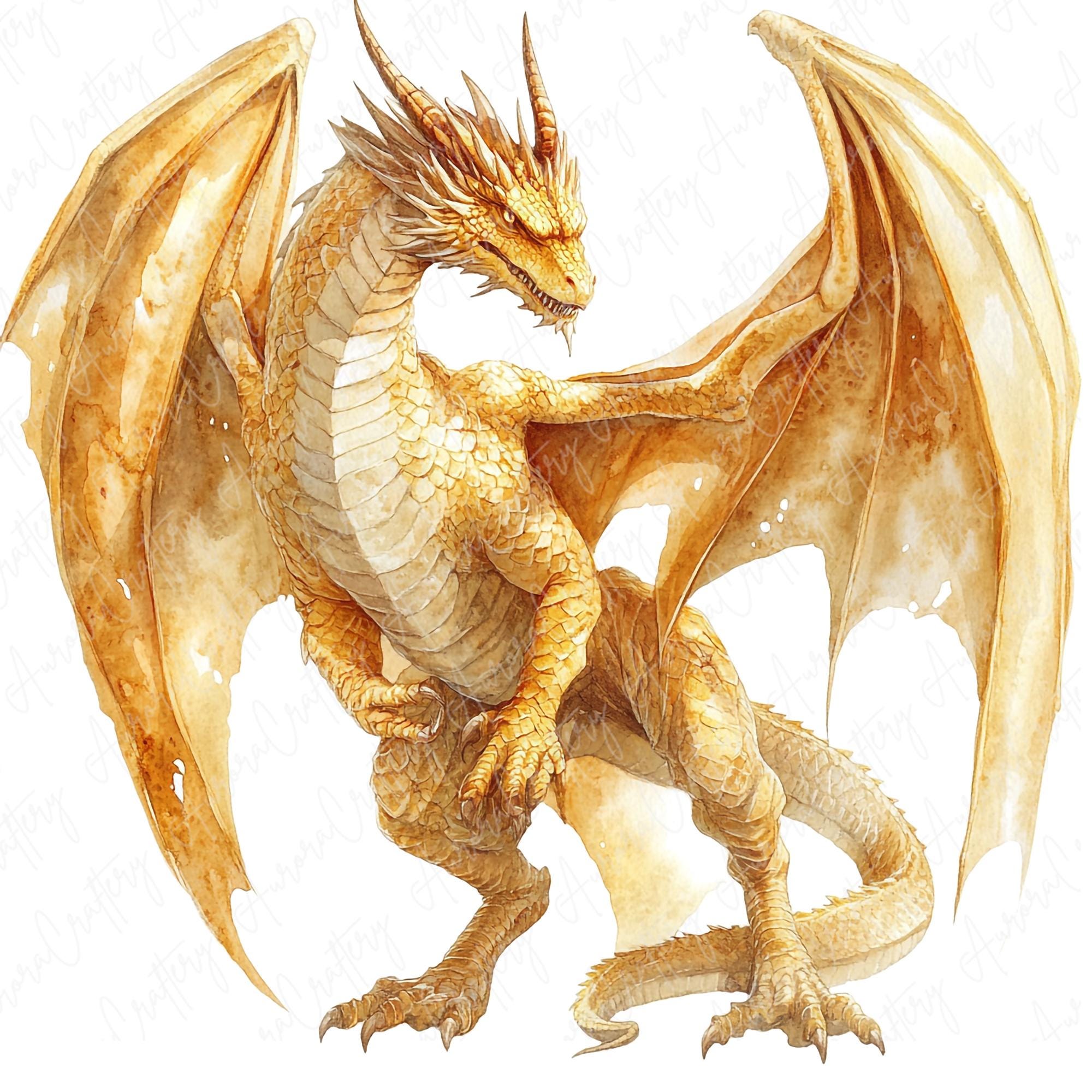 10 ゴールデン ドラゴン クリップアート、ファンタジー ゴールデン