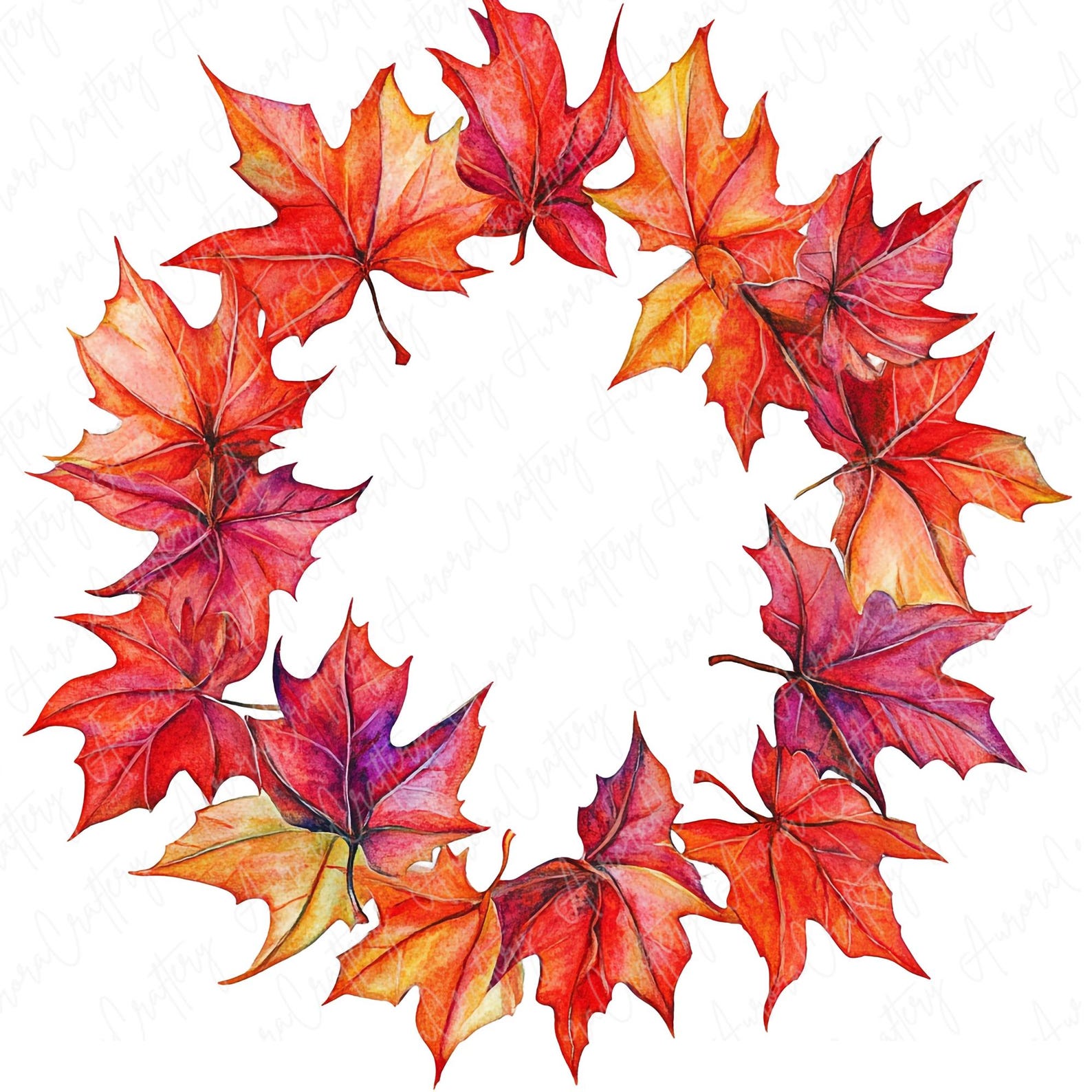 9 Watercolor Autumn Leaf Wreath Clipart, Fall Wreaths Clipart ...