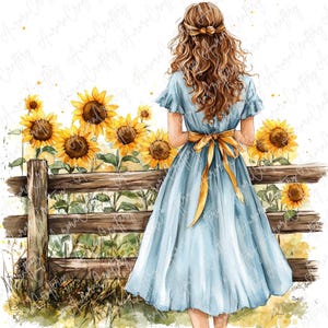 Blue Sunflower Dress - Etsy Blue Sunflower Dress - Etsy