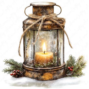 9 feestelijke kaarslantaarn clipart, rustieke lantaarns met gezellige gloed, winter Home clipart, lantaarns voor winterambachten, hoogwaardige JPG-download