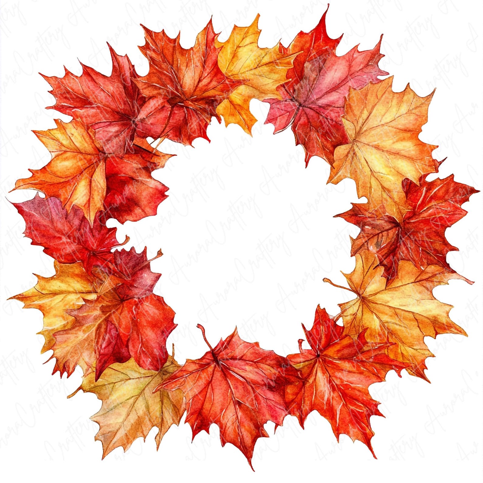 9 Watercolor Autumn Leaf Wreath Clipart, Fall Wreaths Clipart ...