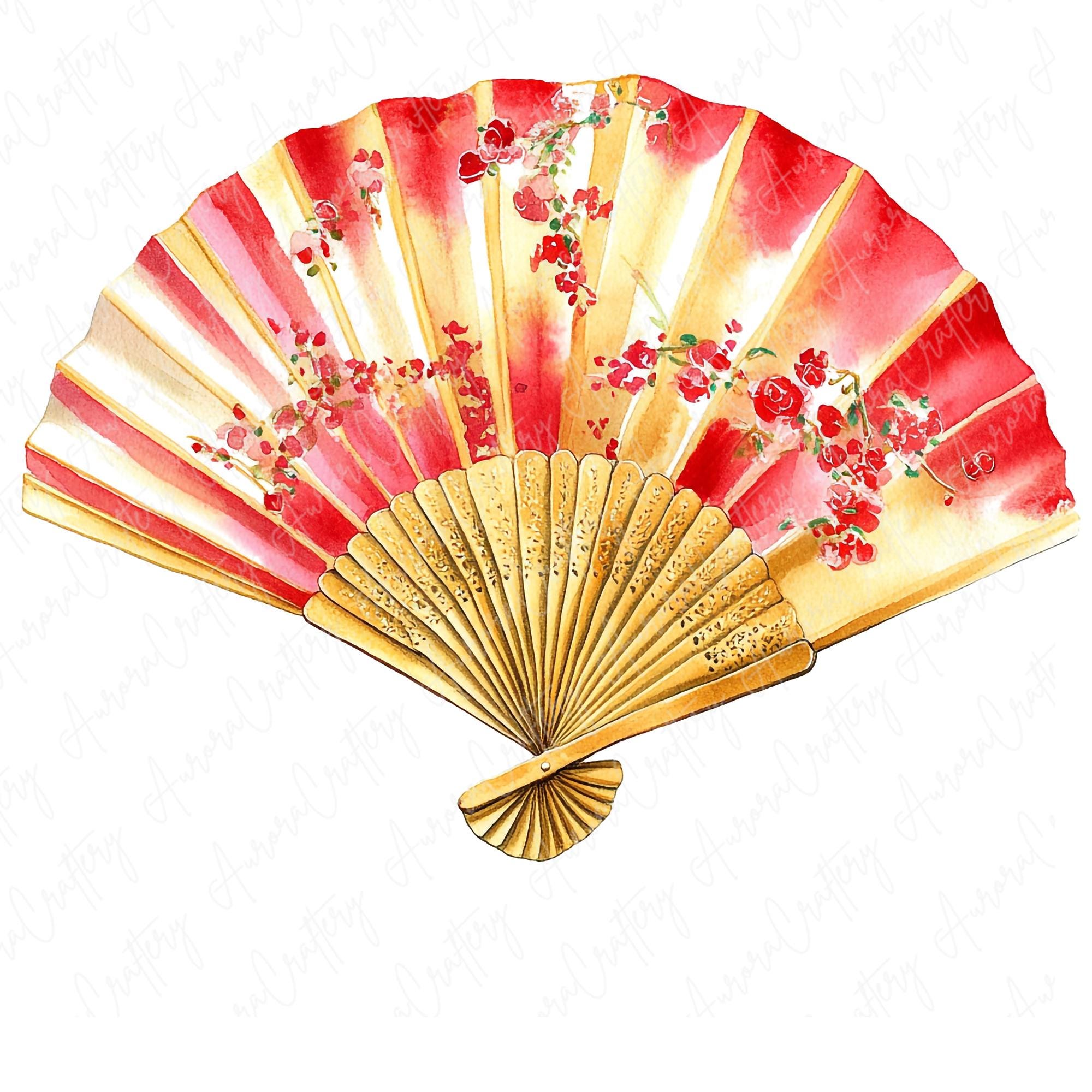 7 Golden Fan Clipart, Oriental Watercolor Fan, Chinese New Year Clipart,  Golden and Red Fans Printable Clipart Crafts, High-quality Download - Etsy, image size:2000x2000