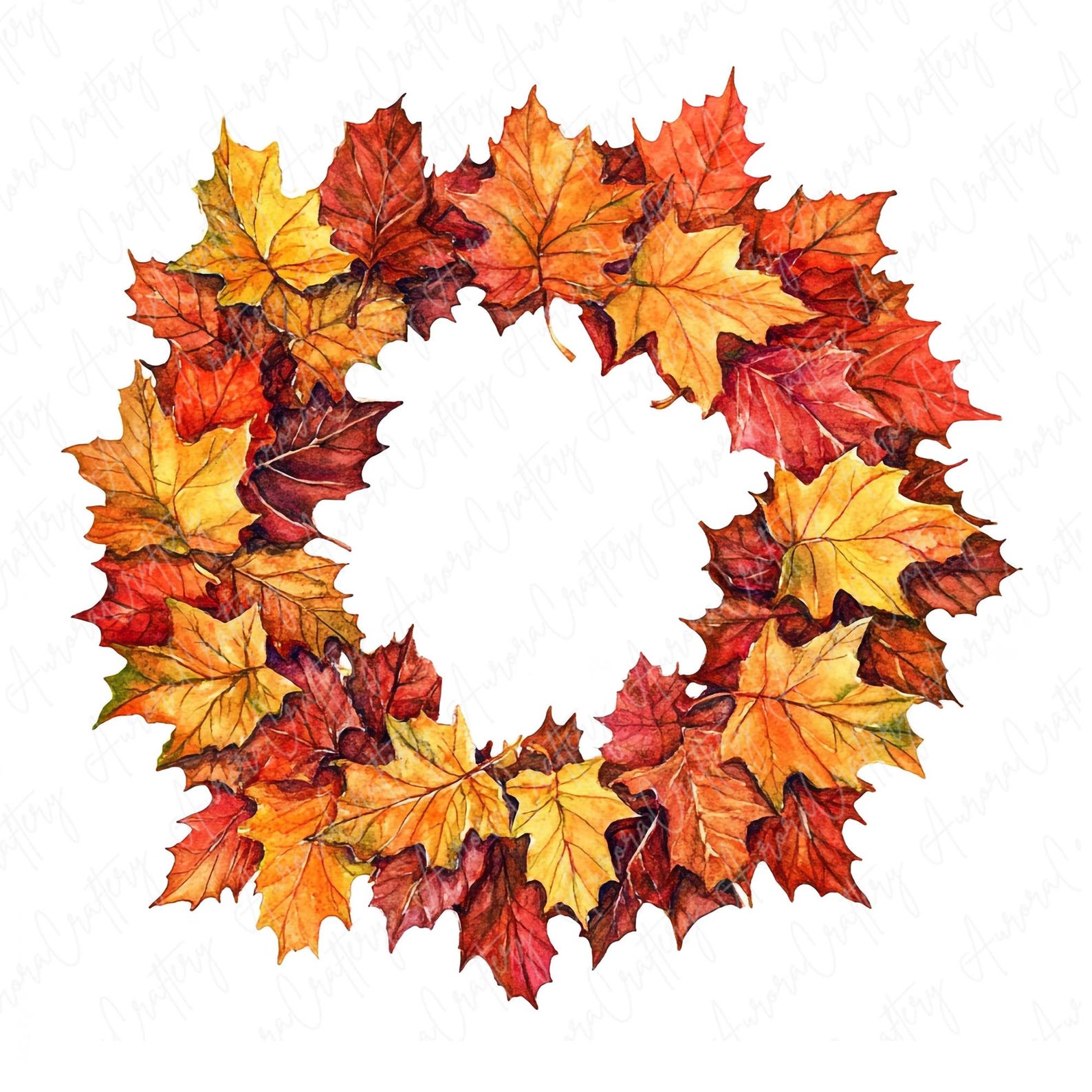 9 Watercolor Autumn Leaf Wreath Clipart, Fall Wreaths Clipart ...