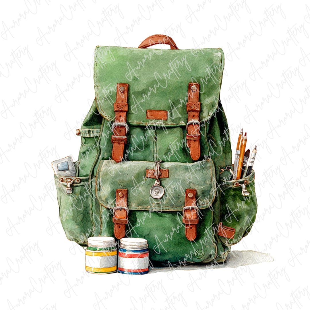 6 Watercolor School Backpack Clipart, Colorful Bags With Books ...