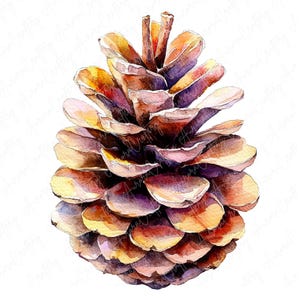 A collection of watercolor pinecones, capturing natural details and textures, perfect for fall and winter crafting, invitations, and seasonal decor.