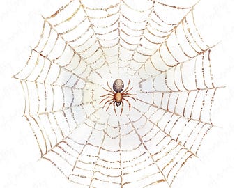 9 Spooky Spider Web Clipart, Spider Clipart, Watercolor Spider Webs, Printable Clipart for Spooky Paper Crafts, High Quality JPG Download