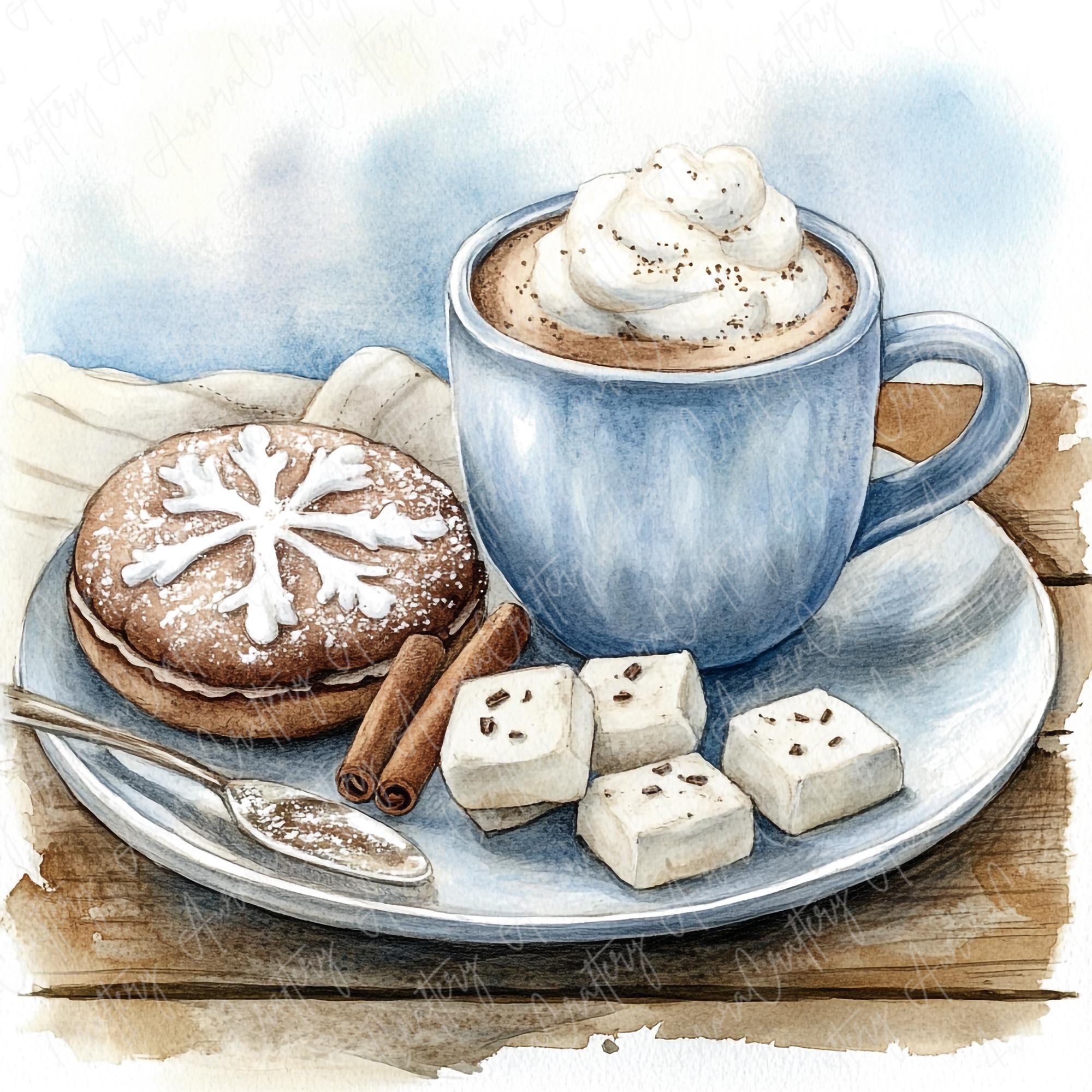 7 Watercolor Winter Hot Cocoa and Cookie Clipart, Hot Cocoa Festive Holiday  Desserts, Cozy Winter Drinks Clipart, High-quality JPG Download - Etsy, image size:2000x2000