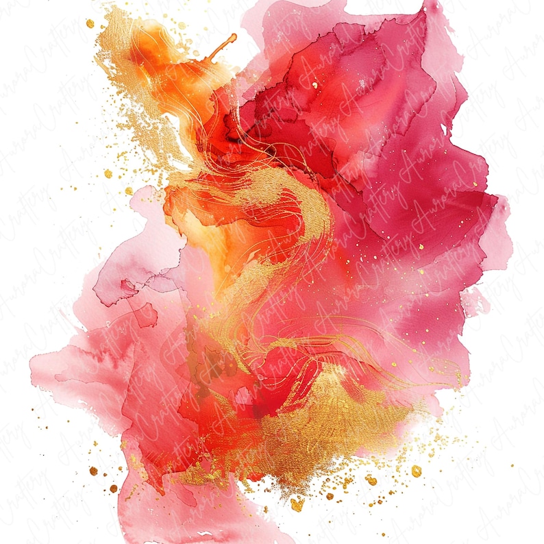 Watercolor red floral clipart image file JPG, featuring bold red blooms, perfect for adding a passionate touch to nursery decor, invitations, and more