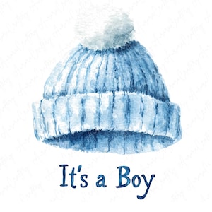 11 Baby Blau Hut Aquarell Clipart, Baby Party Clipart, Baby-Dusche und Kinderzimmer Dekor, Instant Download für Baby-Themen Projekte