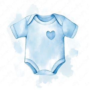 9 blauwe babyromper clipartset – schattige aquarel babyboy kleding, It's a Boy clipart, sterren, harten en dieren, perfect voor babyshowers