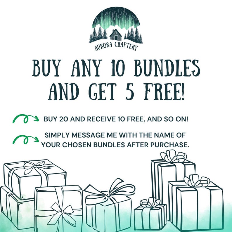 Buy 10 bundles and get 5 free, simply message me with the name of your chosen bundles!