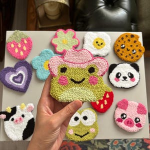 Mug Rug Coaster, Y2K Punch Needle Coasters, Tufted Rug, Cute Drink Coaster, Handmade Teenager Gift, Housewarming Gift, Coffee Lover Gift