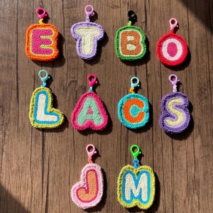 Personalized Bag Accessories, Letter Keychain, Punch Needle Keyring, Custom Initial Bag Charm, Letter Keychain for Women, Party Favor Gift