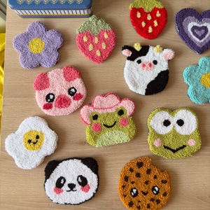 Mug Rug Coaster, Cute Tufted Punch Needle Coasters, Y2K Handmade Drink Coasters, Coffee Lover Gift, Teenager Gift, Housewarming Gift