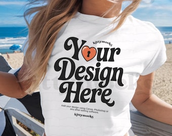 Gildan 5000B Weiß Baby Tee Mockup Y2K Baby Tee Mockup Trendy 90er Jahre Baby Tee Mockup Crop Top Baby Tee Mockup Y2K ästhetik Mockup