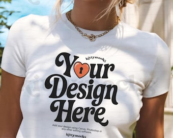 Gildan 5000B Weiß Baby Tee Mockup Y2K Baby Tee Mockup Trendy 90er Jahre Baby Tee Mockup Crop Top Baby Tee Mockup Y2K ästhetik Mockup